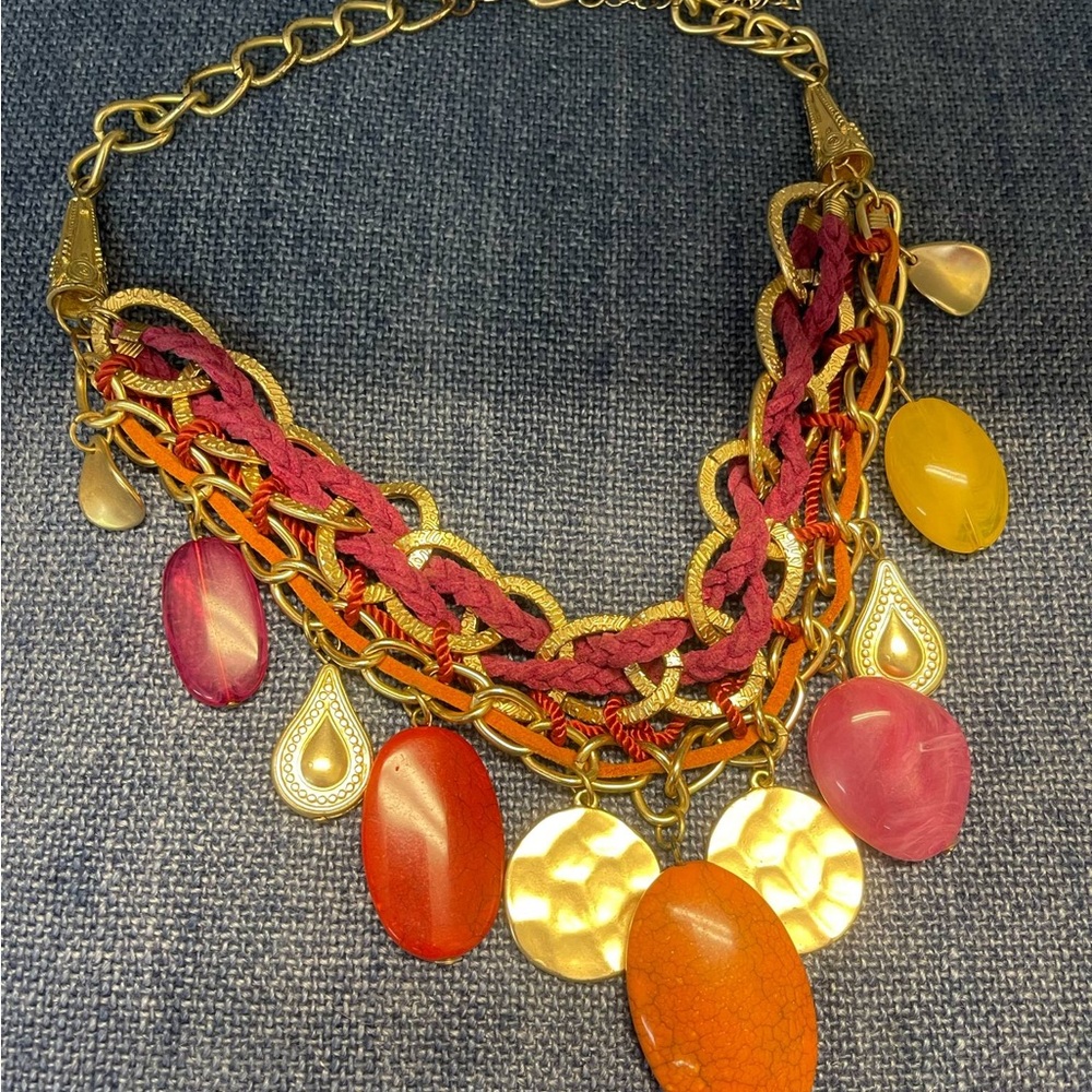 Colorful Statement Necklace with Matching Earrings